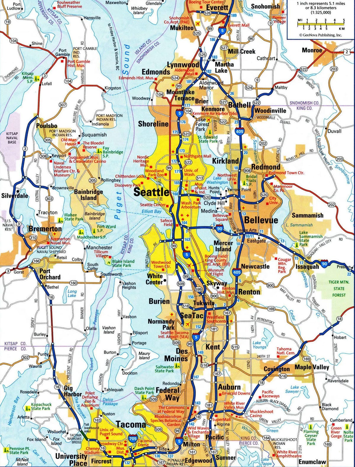 Mapa da cidade de Seattle