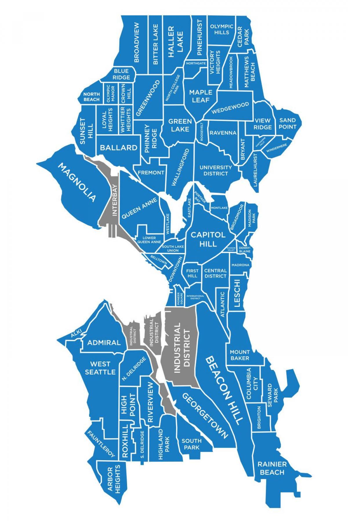 Mapa dos bairros de Seattle