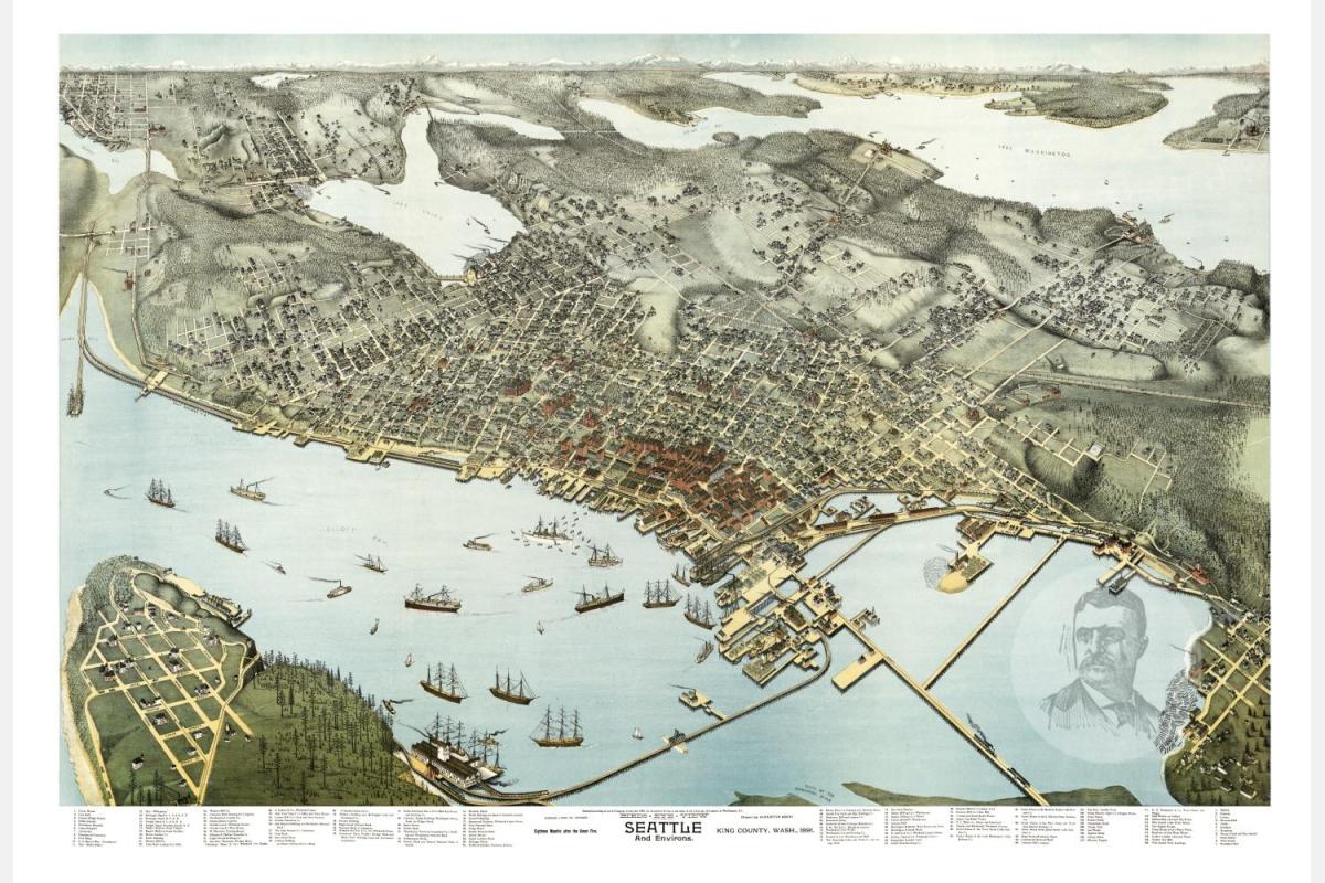 Mapa antigo de Seattle